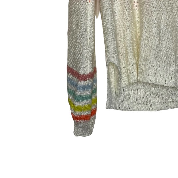 Loveriche Sweater Size Small Cream Multi Color Stripes Acrylic Blend Womens Knit - Picture 5 of 8